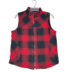North River Outfitters Womens Buffalo Plaid Full Zip Vest Medium